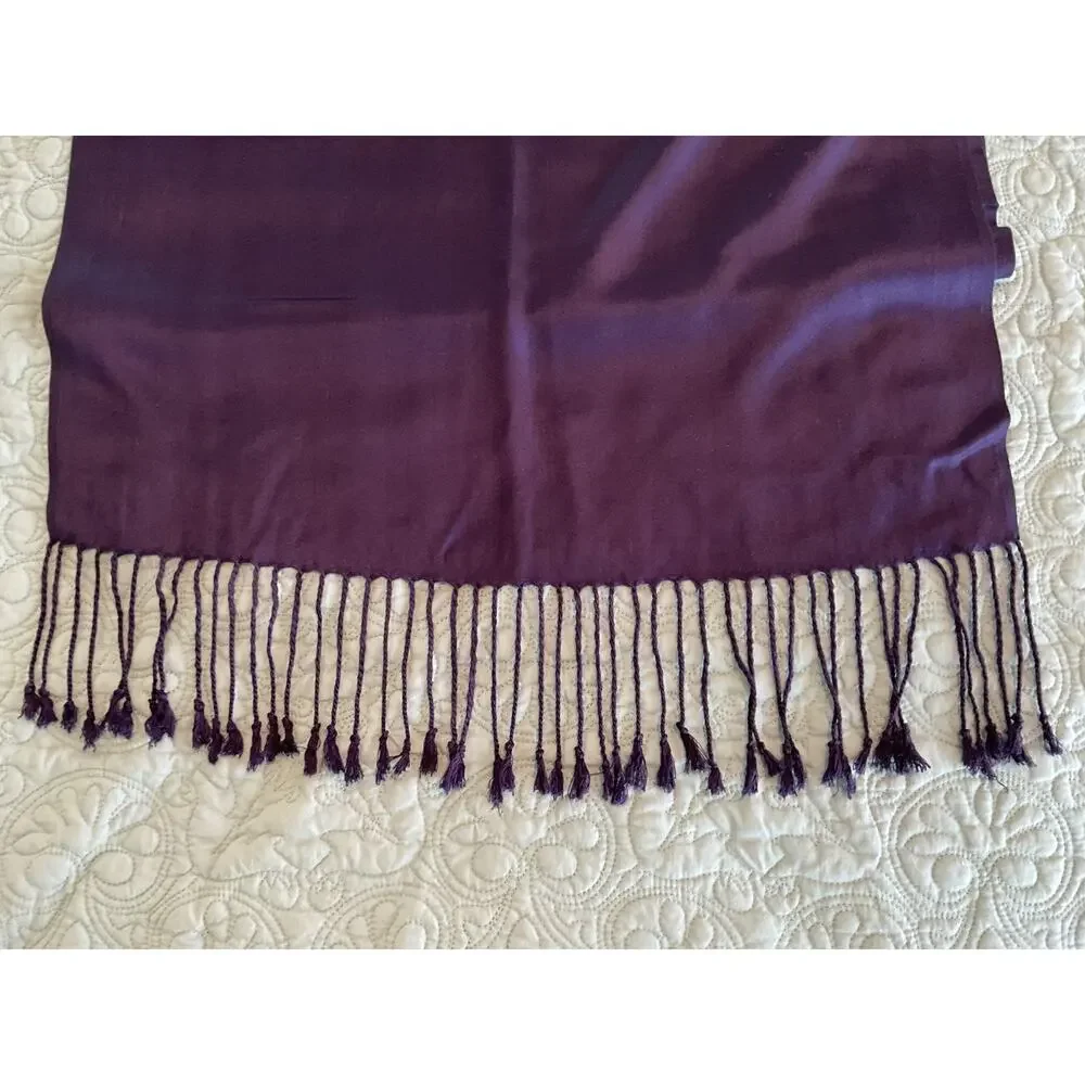 Navy Blue Scarf with Tassels 72 x 20